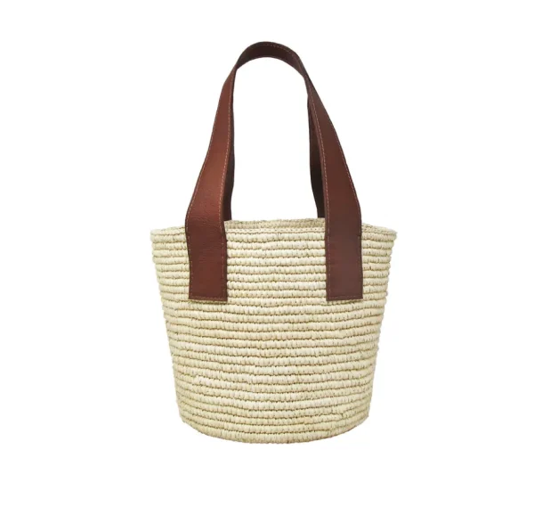 Handbags-Sensi Studio Medium Tote Woven Straw With Leather Handle