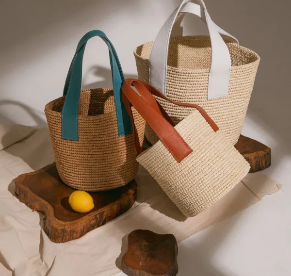 Handbags-Sensi Studio Medium Tote Woven Straw With Leather Handle