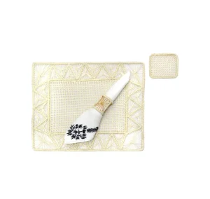 Home-Sensi Studio Open Weave Rectangular Placemat with coaster (Set of 2 Units)