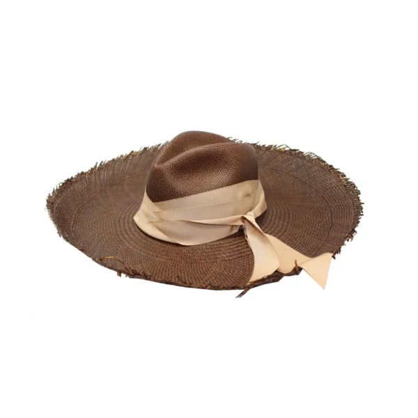 Women's Panama Hats-Sensi Studio Panama Hat Frayed Long Brim With Triple Twist Band