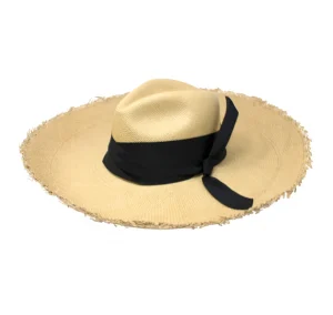 Women's Panama Hats-Sensi Studio Panama Hat Frayed Long Brim With Triple Twist Band