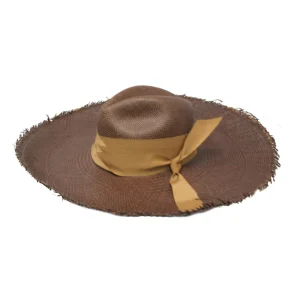 Women's Panama Hats-Sensi Studio Panama Hat Frayed Long Brim With Triple Twist Band