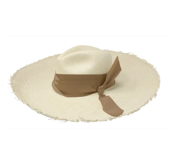 Women's Panama Hats-Sensi Studio Panama Hat Frayed Long Brim With Triple Twist Band