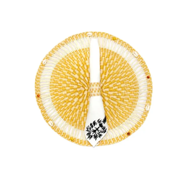 Home-Sensi Studio Round Placemat with beads and seashells (Set of 2 Units)