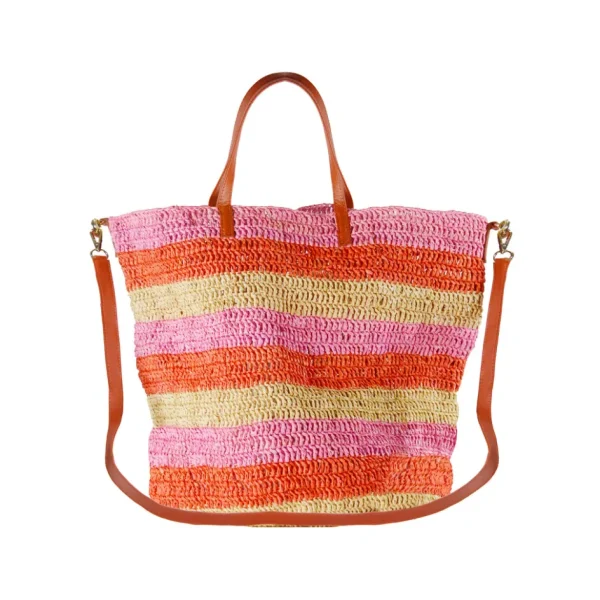 Handbags-Sensi Studio Stripes "El Viajero" Soft & Flexible Woven Straw Bag