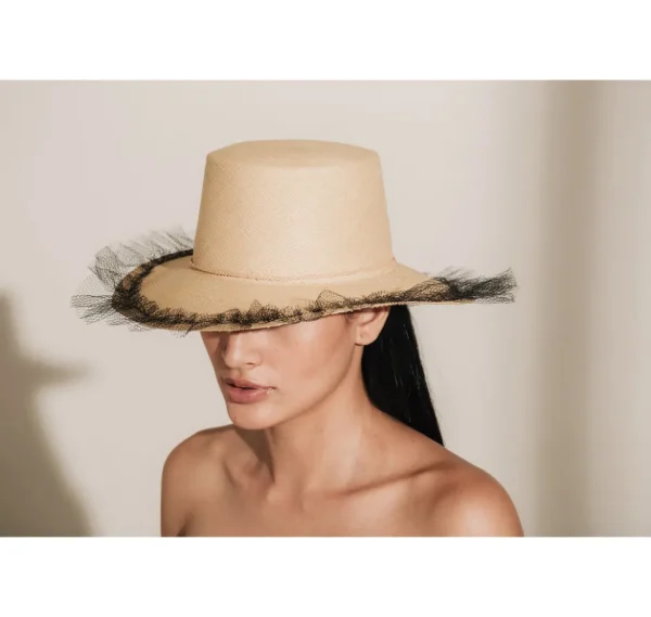 Women's Panama Hats-Sensi Studio Tulle Cordovan