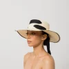 Women's Panama Hats-Sensi Studio Two Tone Cordovan Long Brim Hat