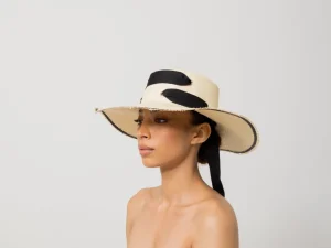 Women's Panama Hats-Sensi Studio Two Tone Cordovan Long Brim Hat