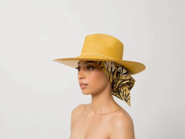 Women's Panama Hats-Sensi Studio Two Tone Long Brim Aguacate Hat with Handkerchief